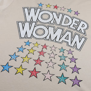 DC Comics Ladies - Wonder Woman Rainbow Stars - Boxy cropped T-shirt - Nude