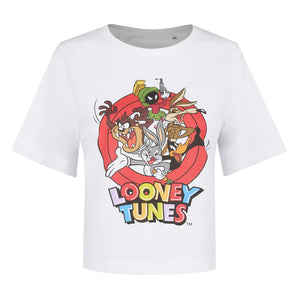 Looney Tunes Women's - Group Figures - Boxy Cropped T-Shirt - White