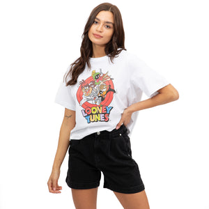Looney Tunes Women's - Group Figures - Boxy Cropped T-Shirt - White
